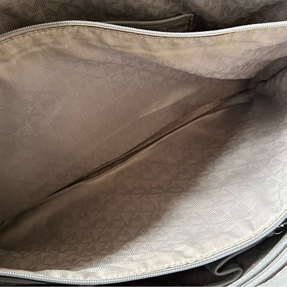 Michael Kors Jet Set Travel Saffiano Leather Top-Zip Tote Bag Gray - Picture 16 of 16